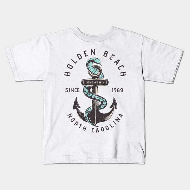 Sea Serpent Anchor Holden Beach, NC Kids T-Shirt by Contentarama